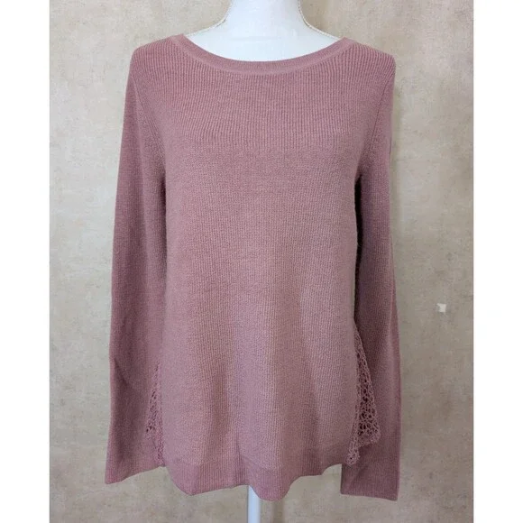 H by Halston Sweater Women’s XS Pink Wool Blend Lace Lightweight - Picture 2 of 9